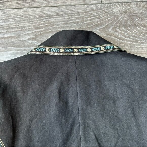 Vintage ANN CARSON Linen Blend Denim Embroidered Sequins  Western Jacket - Picture 15 of 16